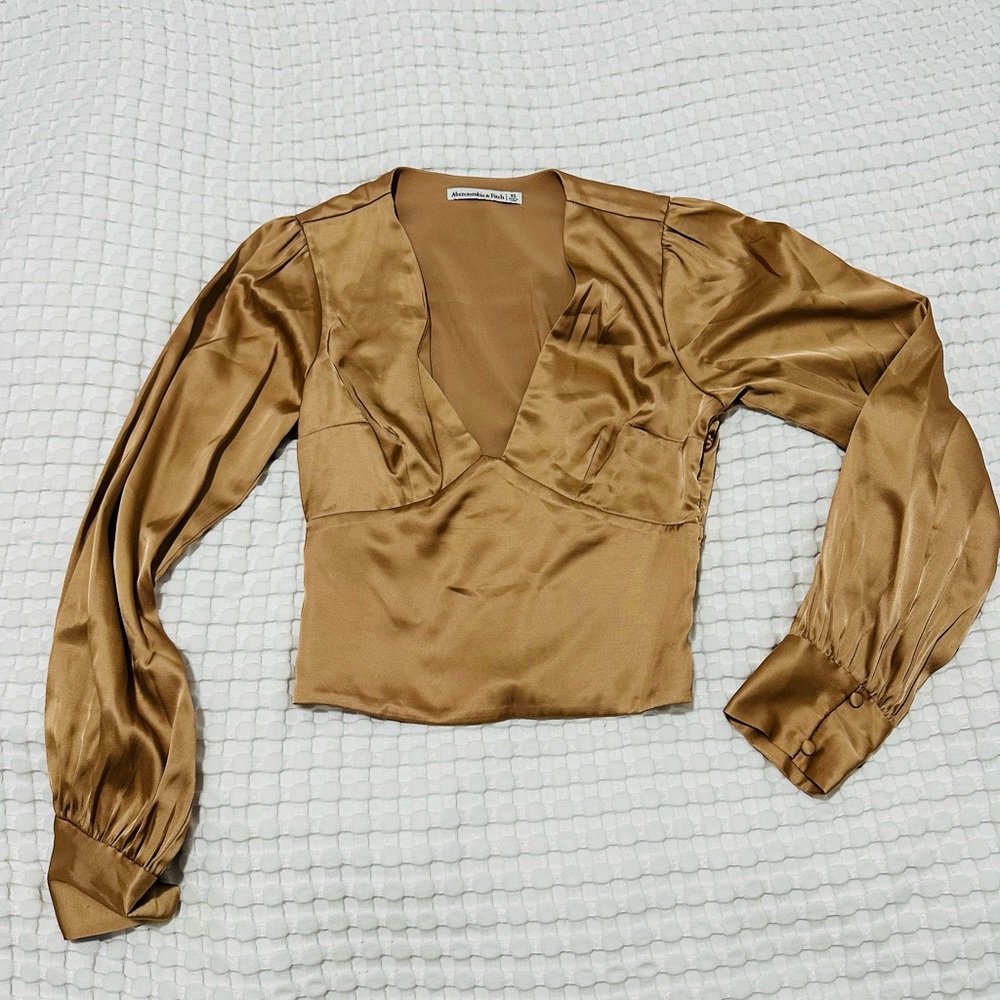 SOLD Abercrombie Satin Plunge long sleeve top